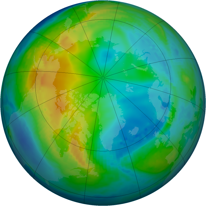 Arctic ozone map for 20 November 1989